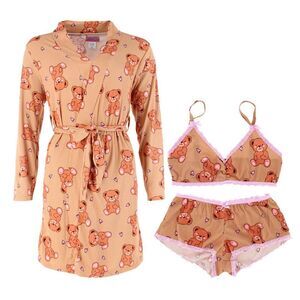 Love to Sleep Women's Teddybear Robe Lounge Set